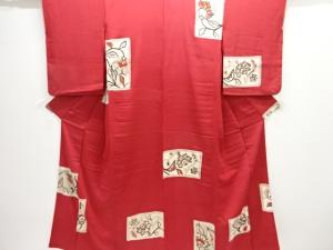 アンティーク　錦紗抽象花模様着物